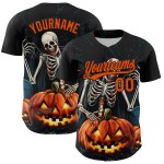 Maglia da baseball 3D arancione personalizzata nera autentica di Halloween Maglia da baseball 3D arancione personalizzata nera autentica di Halloween