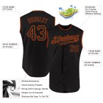 Maglia da baseball autentica nera e arancione personalizzata senza maniche Maglia da baseball autentica nera e arancione personalizzata senza maniche