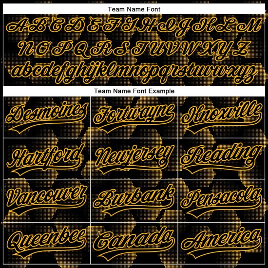 Maglia da baseball 3D geometrica nera con motivo a mezzatinta in oro personalizzato autentico Maglia da baseball 3D geometrica nera con motivo a mezzatinta in oro personalizzato autentico
