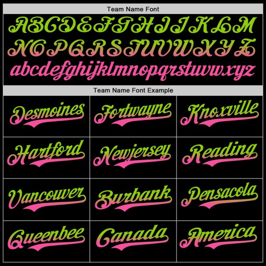 Maglia da baseball personalizzata nera neon sfumata verde-rosa, autentica moda Maglia da baseball personalizzata nera neon sfumata verde-rosa, autentica moda