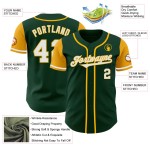 Maglia da baseball autentica personalizzata verde tono due bianco-oro Maglia da baseball autentica personalizzata verde tono due bianco-oro