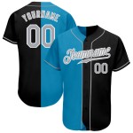 Maglia da baseball personalizzata blu nera, divisa grigia-pantera, moda autentica Maglia da baseball personalizzata blu nera, divisa grigia-pantera, moda autentica