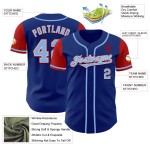 Maglia da baseball personalizzata in tonalità blu-rosso reale, autentica e leggera Maglia da baseball personalizzata in tonalità blu-rosso reale, autentica e leggera