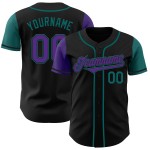 Maglia da baseball personalizzata Tone Authentic Two, viola-verde acqua, nera Maglia da baseball personalizzata Tone Authentic Two, viola-verde acqua, nera