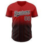 Maglia da baseball autentica personalizzata nera e bianca rossa con righe sfumate alla moda Maglia da baseball autentica personalizzata nera e bianca rossa con righe sfumate alla moda