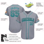 Maglia da baseball autentica, colore verde acqua e nero, modello Drift grigio personalizzato Maglia da baseball autentica, colore verde acqua e nero, modello Drift grigio personalizzato