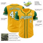 Maglia da baseball personalizzata autentica verde tono bianco-Kelly Two Gold Maglia da baseball personalizzata autentica verde tono bianco-Kelly Two Gold