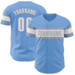 Maglia da baseball leggera bianca e grigia autentica blu personalizzata Maglia da baseball leggera bianca e grigia autentica blu personalizzata