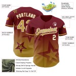 Maglia da baseball personalizzata con motivo sfumato in 3D, modello antico, oro e bianco, Crimson Twinkle, autentica. Maglia da baseball personalizzata con motivo sfumato in 3D, modello antico, oro e bianco, Crimson Twinkle, autentica.