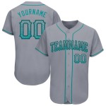 Maglia da baseball autentica, colore verde acqua e nero, modello Drift grigio personalizzato Maglia da baseball autentica, colore verde acqua e nero, modello Drift grigio personalizzato