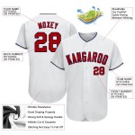 Maglia da baseball bianca, rossa e blu navy, personalizzata, autentica Maglia da baseball bianca, rossa e blu navy, personalizzata, autentica