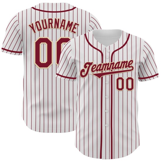 Maglia da baseball autentica bianca a righe color crema personalizzata Maglia da baseball autentica bianca a righe color crema personalizzata