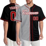 Maglia da baseball personalizzata nera divisa autentica rosso-grigia Maglia da baseball personalizzata nera divisa autentica rosso-grigia
