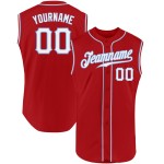 Maglia da baseball blu senza maniche bianca-rossa chiara personalizzata autentica Maglia da baseball blu senza maniche bianca-rossa chiara personalizzata autentica
