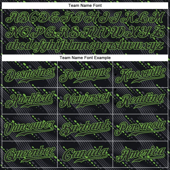 Maglia da baseball personalizzata nera-neon 3D con design verde e motivo autentico Maglia da baseball personalizzata nera-neon 3D con design verde e motivo autentico