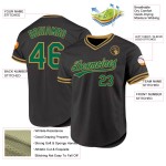 Maglia da baseball Kelly Gold Green-Old Custom, autentica, retrò, nera Maglia da baseball Kelly Gold Green-Old Custom, autentica, retrò, nera