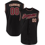 Maglia da baseball Crimson-City nera senza maniche, personalizzata, color crema, autentica Maglia da baseball Crimson-City nera senza maniche, personalizzata, color crema, autentica