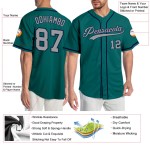Maglia da baseball autentica personalizzata grigio-blu navy, verde acqua Maglia da baseball autentica personalizzata grigio-blu navy, verde acqua