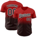 Maglia da baseball autentica personalizzata nera e bianca rossa con righe sfumate alla moda Maglia da baseball autentica personalizzata nera e bianca rossa con righe sfumate alla moda