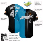 Maglia da baseball personalizzata blu nera, divisa grigia-pantera, moda autentica Maglia da baseball personalizzata blu nera, divisa grigia-pantera, moda autentica
